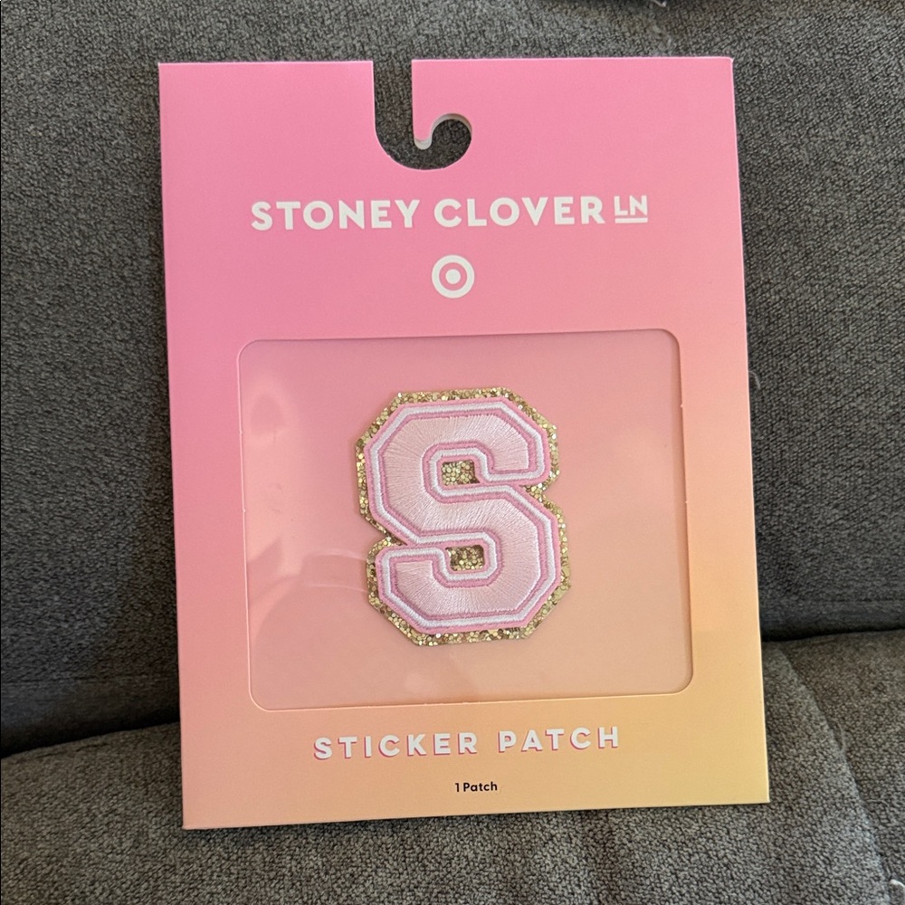 Stoney Clover Lane Pink and Gold 'S' Sticker Patch